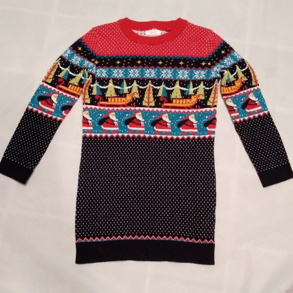 NEXT Sweater Dress Christmas Santa Size 3/4